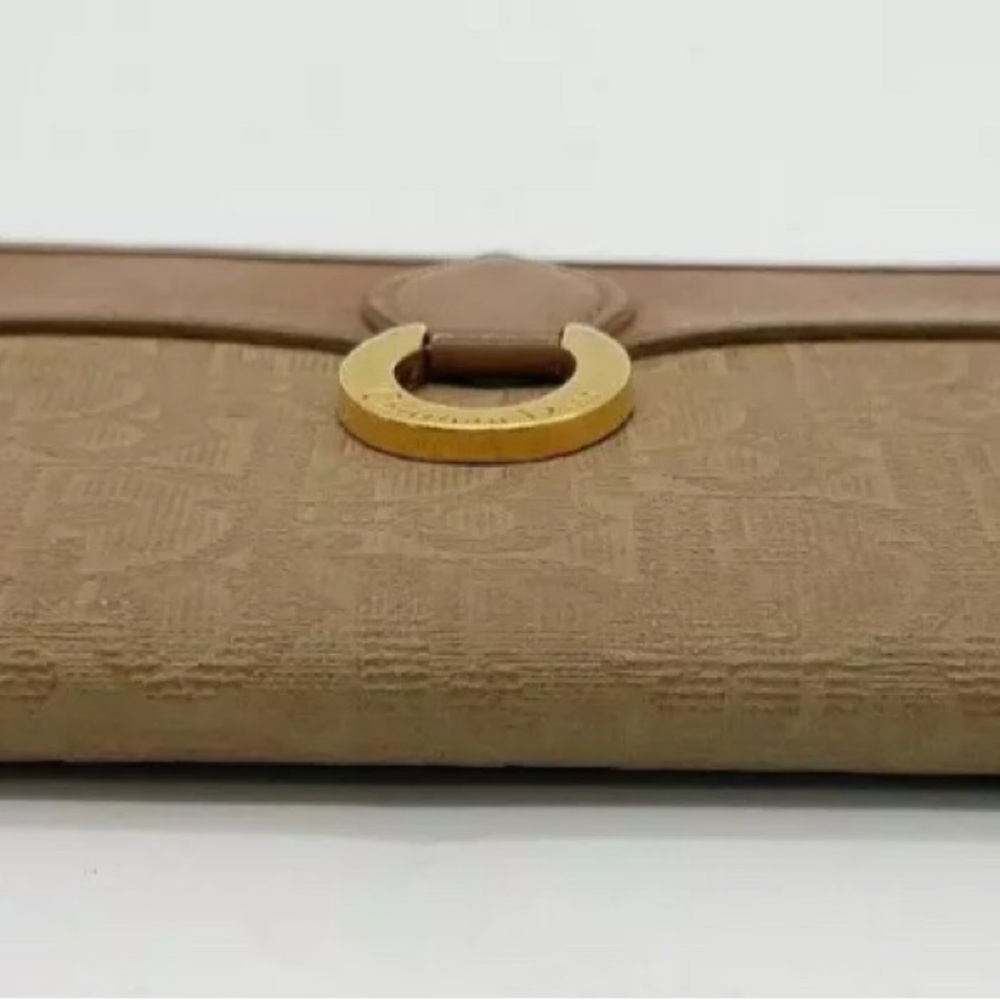 Authentic Christian Dior CD Vintage Tan Brown Monogram Long Wallet - Picture 3 of 13